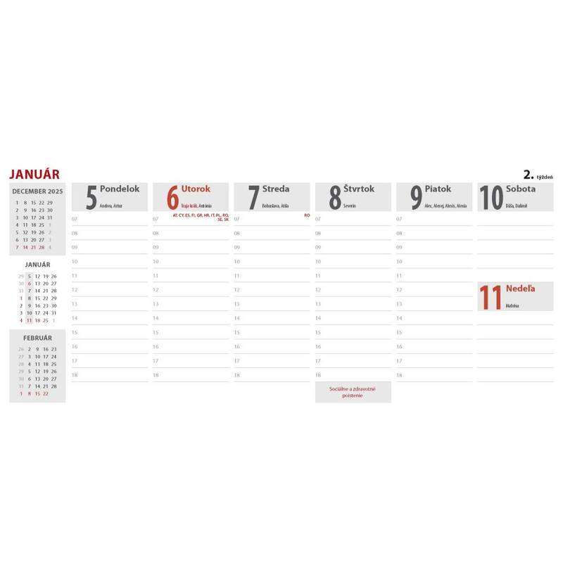 Daňový stolový kalendár 2026 Daňový stolový kalendár 2026